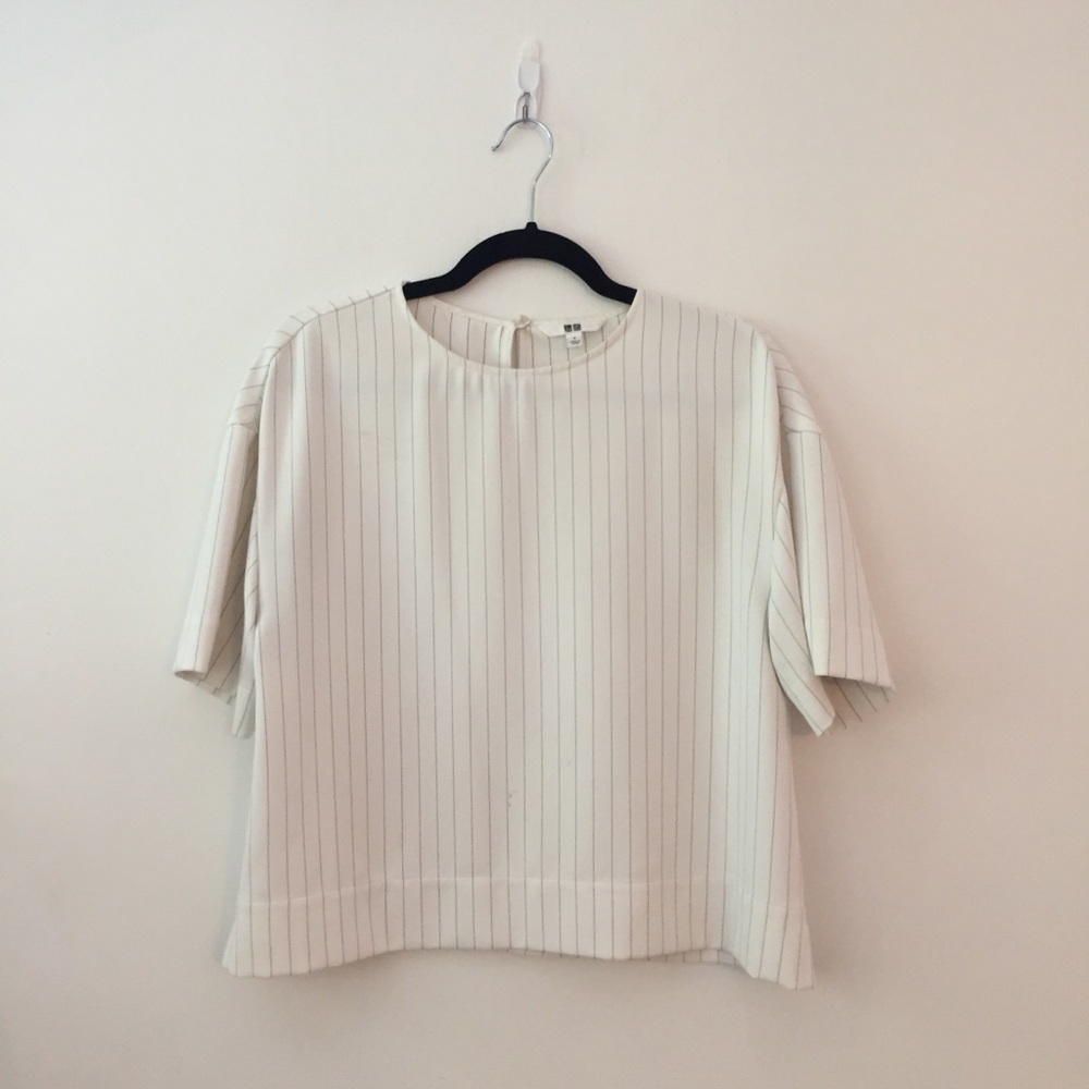 Uniqlo white striped blouse